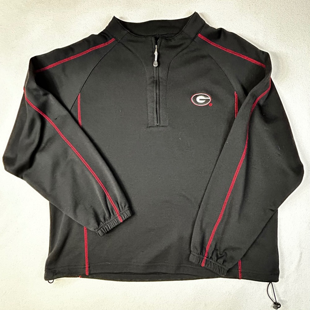 GEORGIA BULLDOGS Mens Medium Quarter Zip Pullover Black Performance